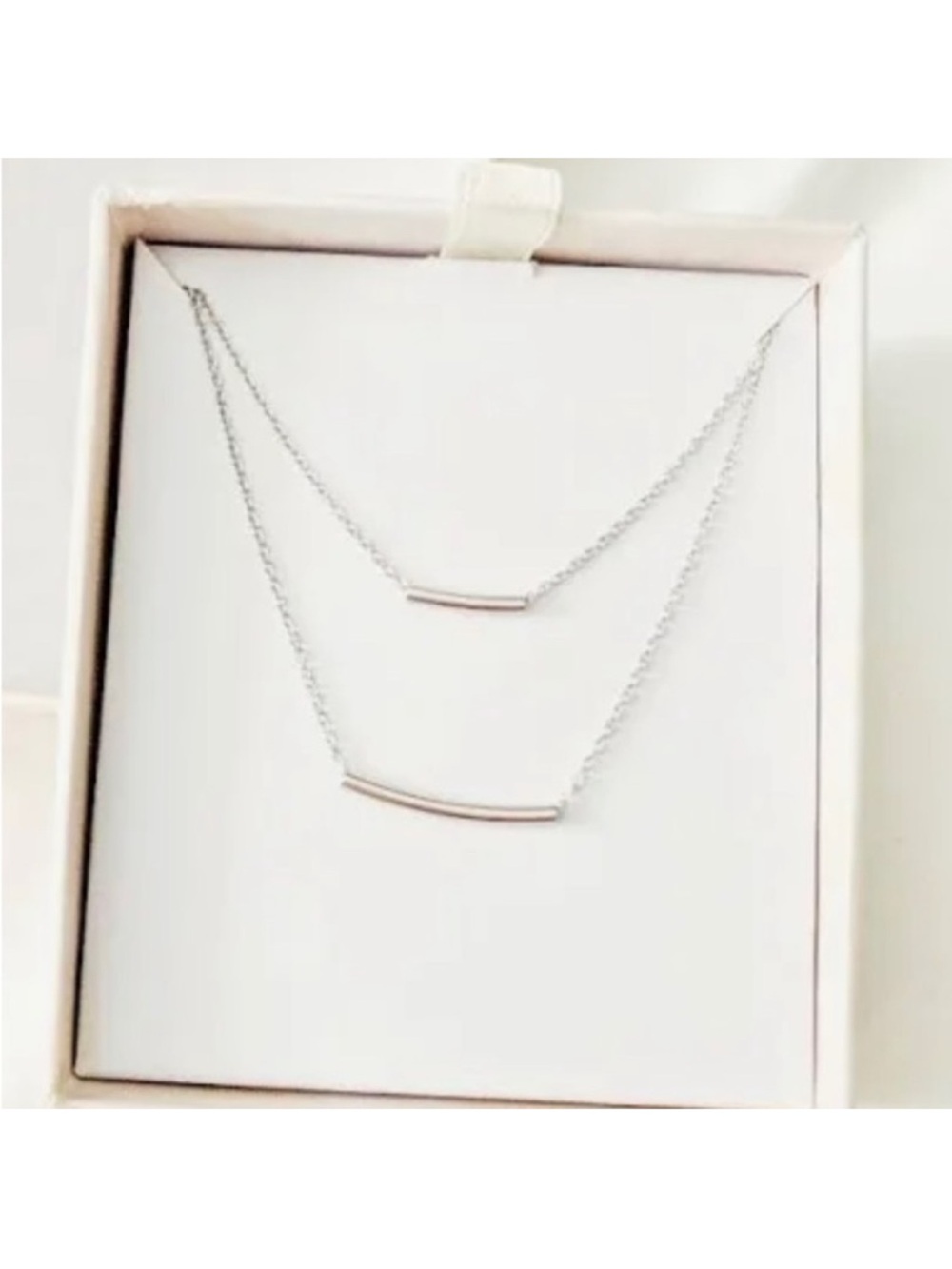 Summer & Rose Silver Double Layer Curved Bar Necklace